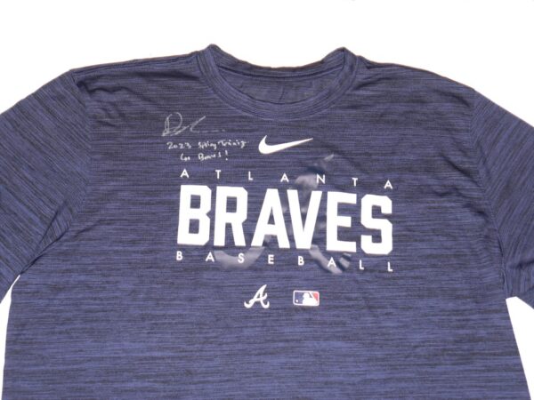 Drew Lugbauer 2023 Spring Training Worn & Signed Official Blue Atlanta Braves Baseball Nike Dri-Fit XL Shirt