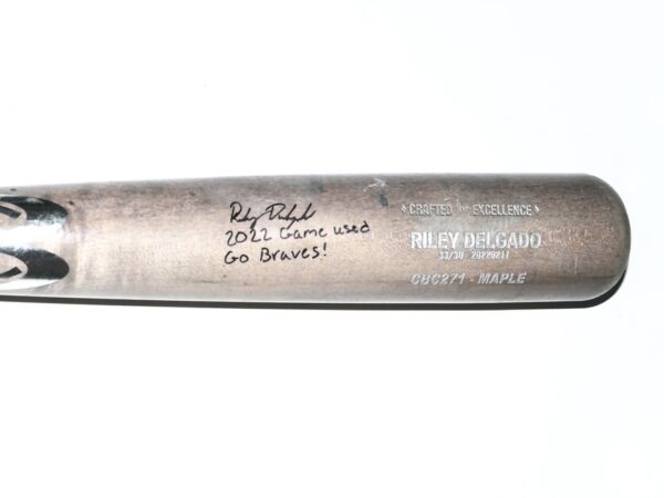 Riley Delgado 2022 Mississippi Braves Game Used & Signed Cooperstown CB271 Maple Baseball Bat - CRACKED