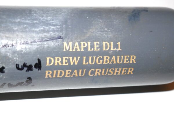 Drew Lugbauer 2023 Atlanta Braves Game Used & Signed SAM Rideau Crusher Maple KB1 Baseball Bat - CRACKED