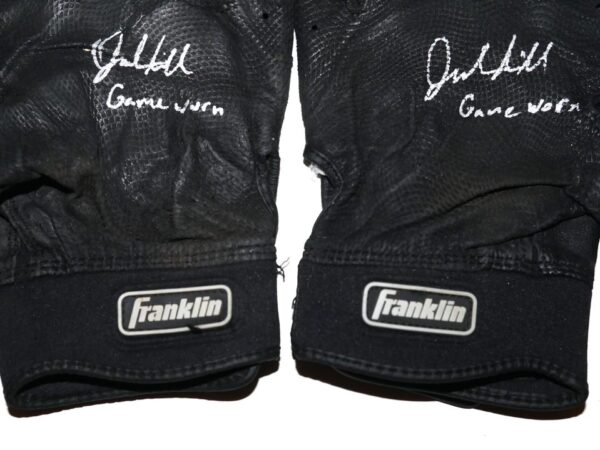 Jalen Miller 2021 Mississippi Braves Game Worn & Signed Black Franklin Batting Gloves