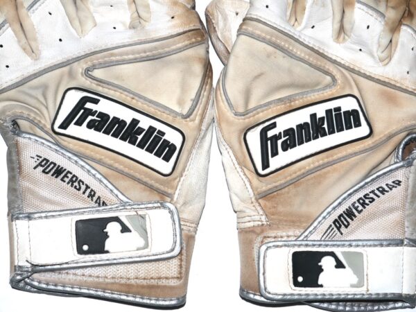 Javier Valdes 2022 Mississippi Braves Game Worn & Signed White Franklin Powerstrap Batting Gloves