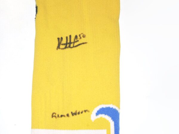 Kutter Crawford 2022 Game Worn & Signed Official Boston Red Sox City Connect On-Field OTC Stance MLB Socks