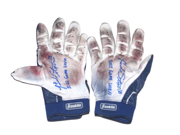 Landon Stephens 2022 Rome Braves Game Worn & Signed Blue & Gray Franklin Batting Gloves