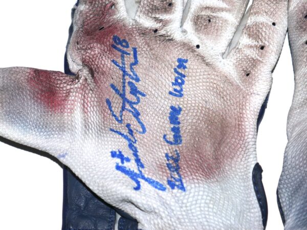 Landon Stephens 2022 Rome Braves Game Worn & Signed Blue & Gray Franklin Batting Gloves