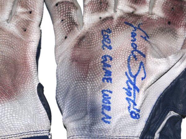 Landon Stephens 2022 Rome Braves Game Worn & Signed Blue & Gray Franklin Batting Gloves