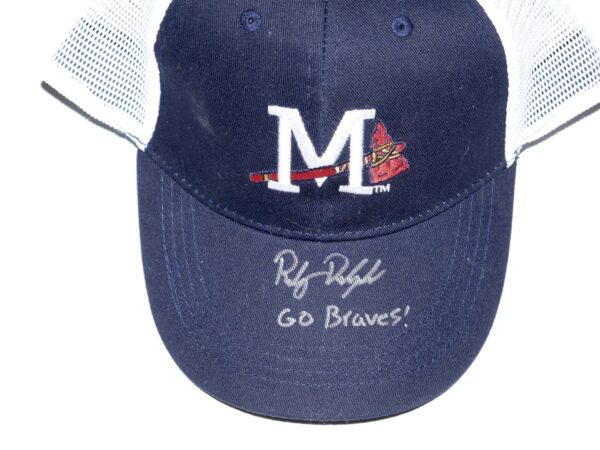 Riley Delgado Team Issued & Signed Mississippi Braves Trucker Cap - Presented by Huey Magoo's Chicken Tenders!