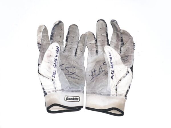 Landon Stephens 2022 Rome Braves Game Worn & Signed Camo Franklin Batting Gloves