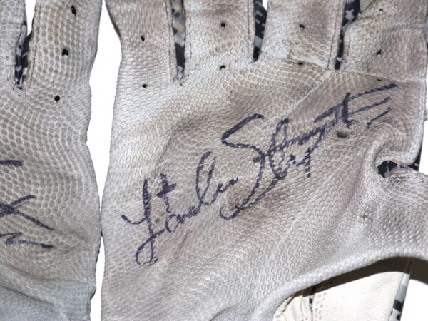 Landon Stephens 2022 Rome Braves Game Worn & Signed Camo Franklin Batting Gloves