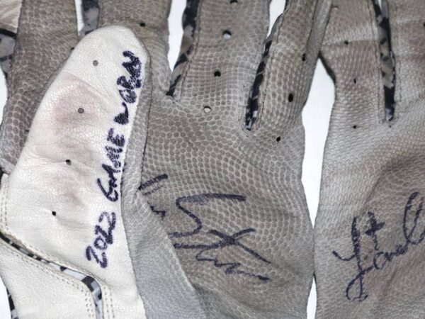 Landon Stephens 2022 Rome Braves Game Worn & Signed Camo Franklin Batting Gloves