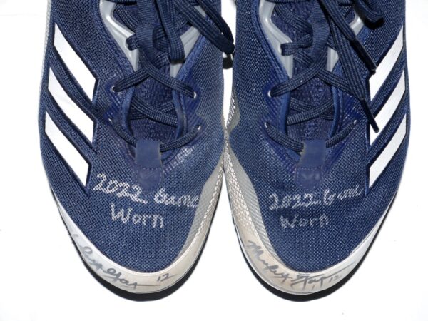 Mickey Gasper 2022 Somerset Patriots Game Worn & Signed Blue & Silver Adidas Baseball Cleats