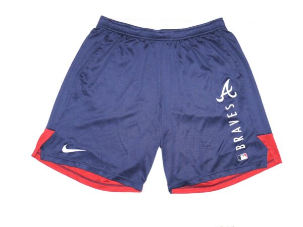 Indigo Diaz 2022 Team Issued & Signed Official Blue & Red Atlanta Braves Nike Dri-Fit XL Shorts