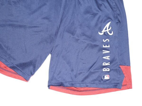 Indigo Diaz 2022 Team Issued & Signed Official Blue & Red Atlanta Braves Nike Dri-Fit XL Shorts