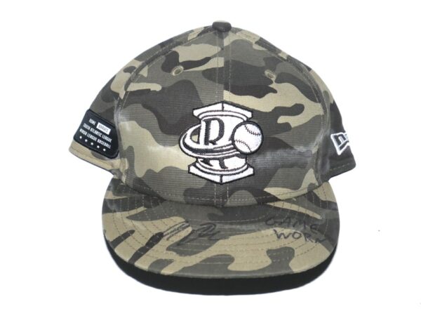 Indigo Diaz Game Worn & Signed Official Camouflage Rome Braves Military Appreciation New Era 59FIFTY Fitted Hat