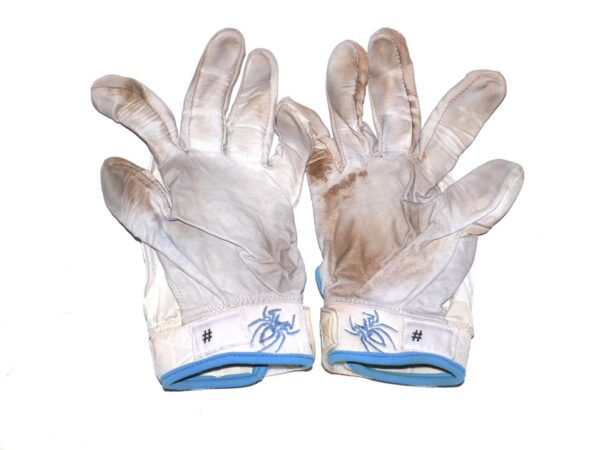 Herbert Iser 2022 Reading Fightin Phils Game Worn & Signed White & Blue Spiderz XL Batting Gloves