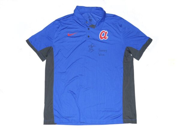 Indigo Diaz Team Issued & Signed Official Atlanta Braves Nike Performance Franchise Polo Shirt