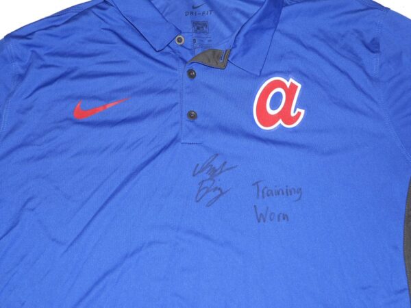 Indigo Diaz Team Issued & Signed Official Atlanta Braves Nike Performance Franchise Polo Shirt