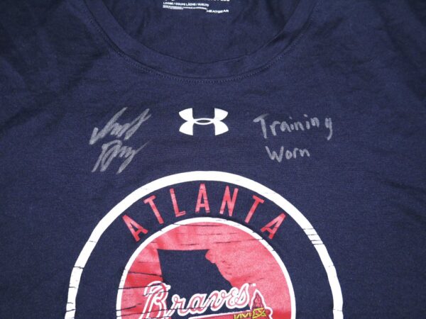 Indigo Diaz Training Worn & Signed Official Blue Atlanta Braves #22 Under Armour Heatgear XXL Shirt