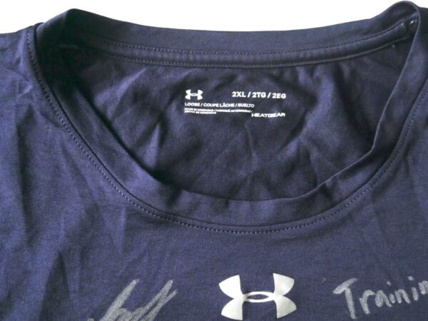 Indigo Diaz Training Worn & Signed Official Blue Atlanta Braves #22 Under Armour Heatgear XXL Shirt