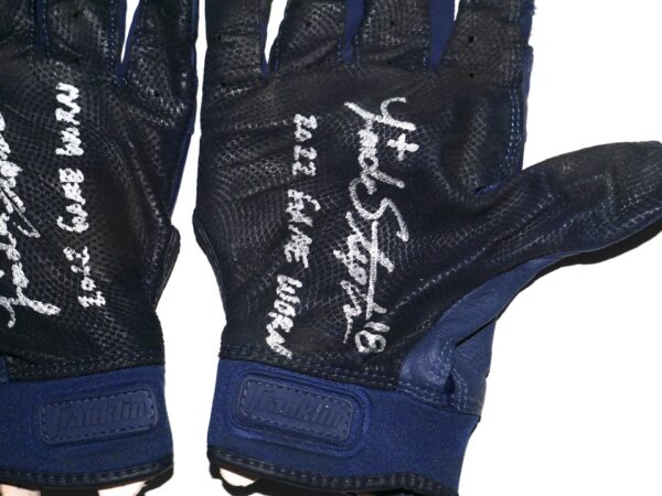 Landon Stephens 2022 Rome Braves Game Worn & Signed Blue & Black Franklin Batting Gloves