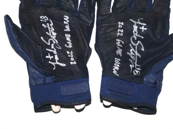 Landon Stephens 2022 Rome Braves Game Worn & Signed Blue & Black Franklin Batting Gloves