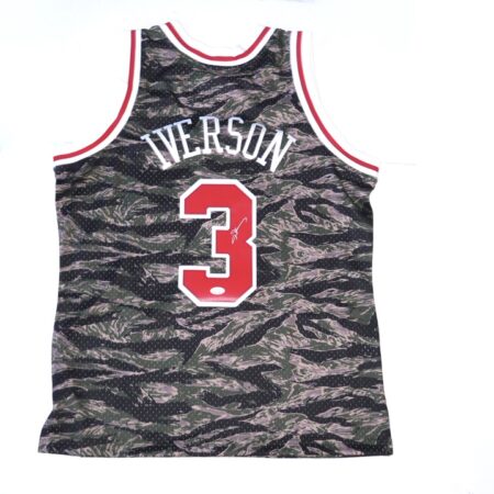 Allen Iverson Signed Official Camo Philadelphia 76ers 1996-97 Mitchell & Ness HWC Swingman Jersey JSA