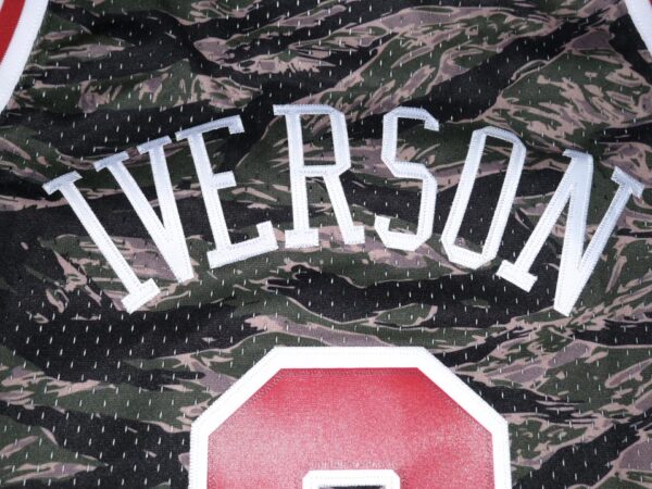 Allen Iverson Signed Official Camo Philadelphia 76ers 1996-97 Mitchell & Ness HWC Swingman Jersey JSA