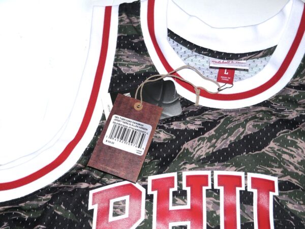 Allen Iverson Signed Official Camo Philadelphia 76ers 1996-97 Mitchell & Ness HWC Swingman Jersey JSA