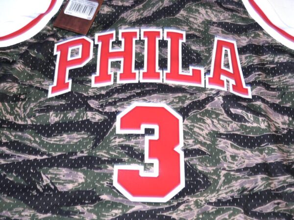 Allen Iverson Signed Official Camo Philadelphia 76ers 1996-97 Mitchell & Ness HWC Swingman Jersey JSA