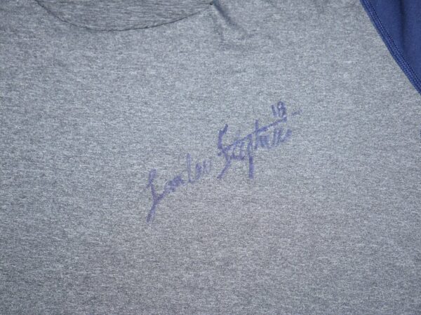 Landon Stephens 2023 Mississippi Braves Game Worn & Signed Gray & Blue Nike Shirt