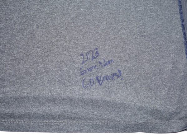 Landon Stephens 2023 Mississippi Braves Game Worn & Signed Gray & Blue Nike Shirt