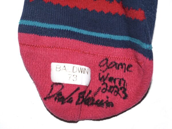 Drake Baldwin 2023 Game Worn & Signed Official Atlanta Braves #73 Stance MLB Socks