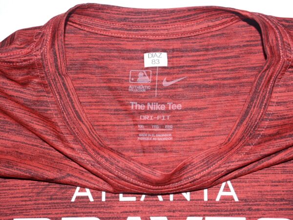 Indigo Diaz Player Issued & Signed Official Red Atlanta Braves Baseball 'DIAZ 83 Nike Dri-Fit XXL Shirt