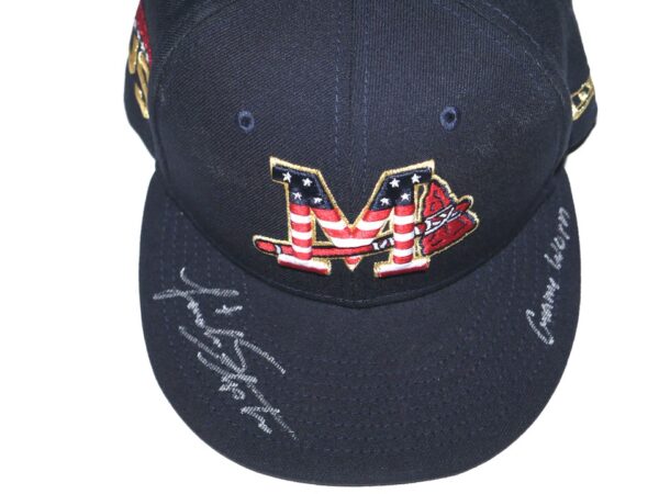 Landon Stephens 2023 Game Worn & Signed Official Mississippi Braves July 4th New Era 59FIFTY Fitted Hat