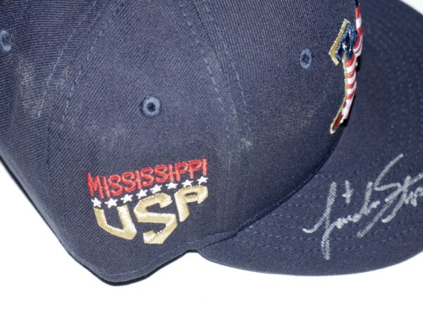 Landon Stephens 2023 Game Worn & Signed Official Mississippi Braves July 4th New Era 59FIFTY Fitted Hat