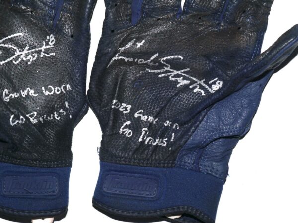 Landon Stephens 2023 Mississippi Braves Game Worn & Signed Blue & Black Franklin Batting Gloves