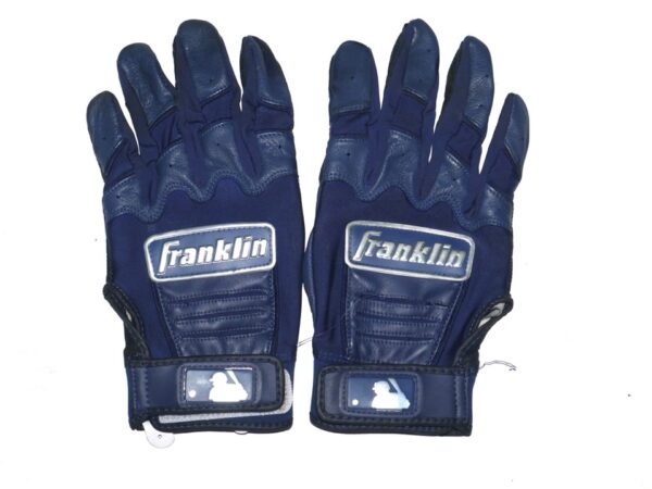 Landon Stephens 2023 Mississippi Braves Game Worn & Signed Blue & Black Franklin Batting Gloves