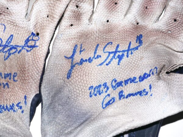 Landon Stephens 2023 Mississippi Braves Game Worn & Signed Franklin Batting Gloves