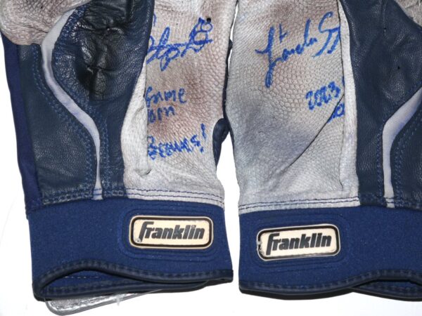 Landon Stephens 2023 Mississippi Braves Game Worn & Signed Franklin Batting Gloves