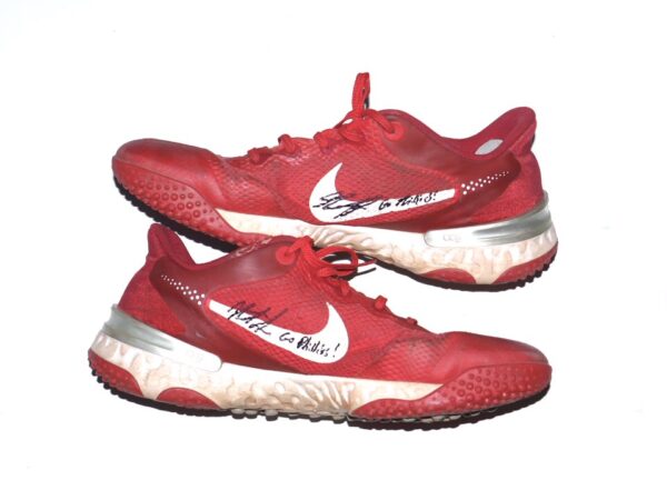 Herbert Iser 2023 Reading Fightin Phils Training Worn & Signed Red & White Nike Alpha Renew Shoes