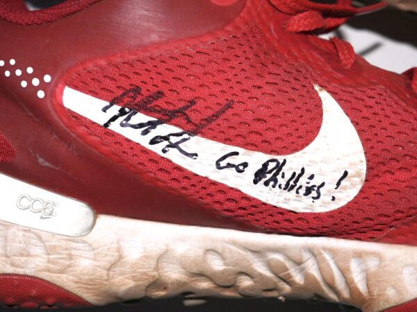 Herbert Iser 2023 Reading Fightin Phils Training Worn & Signed Red & White Nike Alpha Renew Shoes