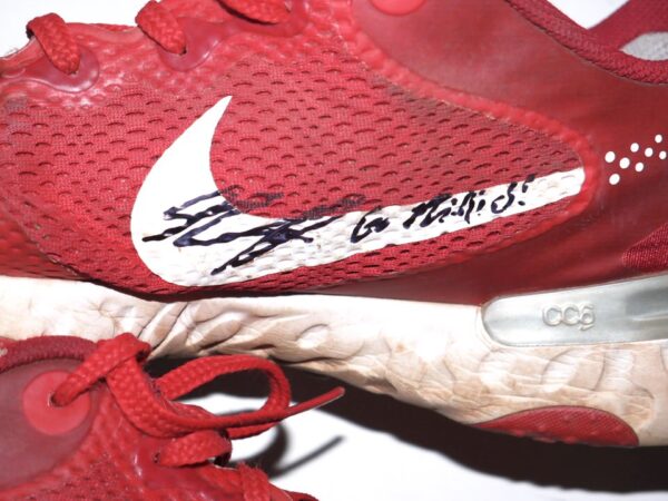 Herbert Iser 2023 Reading Fightin Phils Training Worn & Signed Red & White Nike Alpha Renew Shoes