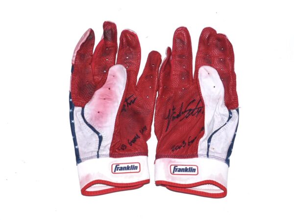 Landon Stephens 2023 Game Worn & Signed Mississippi Braves July 4th Franklin Batting Gloves