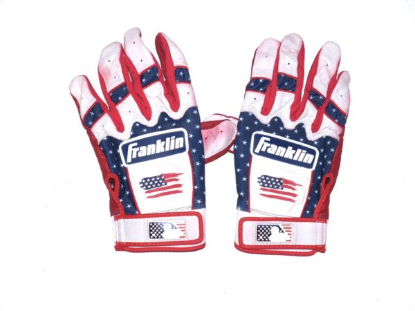 Landon Stephens 2023 Game Worn & Signed Mississippi Braves July 4th Franklin Batting Gloves6