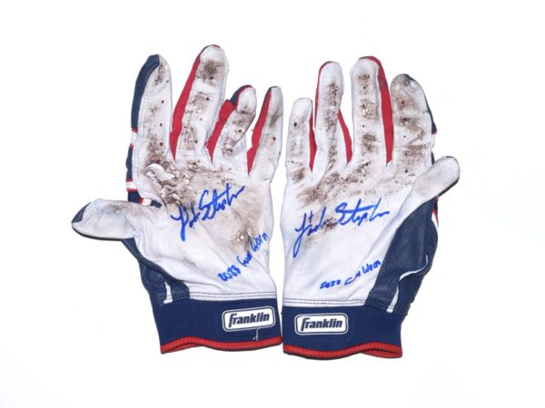 Landon Stephens 2023 Mississippi Braves Game Worn & Signed Franklin Powerstrap Batting Gloves