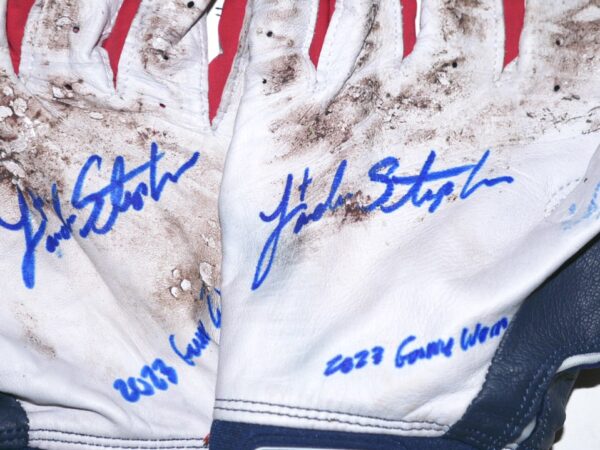 Landon Stephens 2023 Mississippi Braves Game Worn & Signed Franklin Powerstrap Batting Gloves