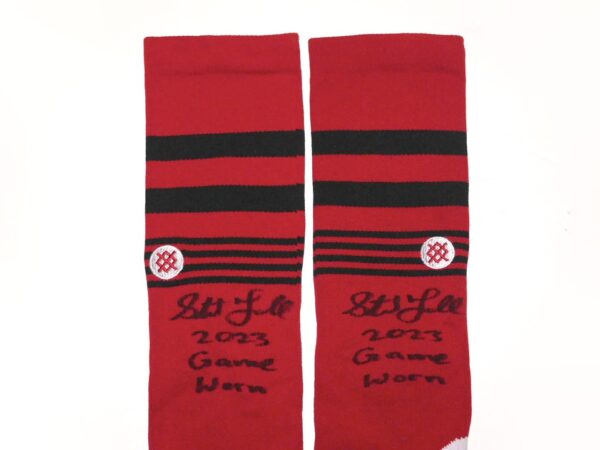 Stuart Fairchild 2023 Game Worn & Signed Official Cincinnati Reds Stance "FAIRCHILD 57" MLB Socks