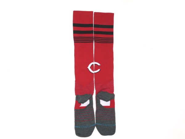 Stuart Fairchild 2023 Game Worn & Signed Official Cincinnati Reds Stance "FAIRCHILD 57" MLB Socks