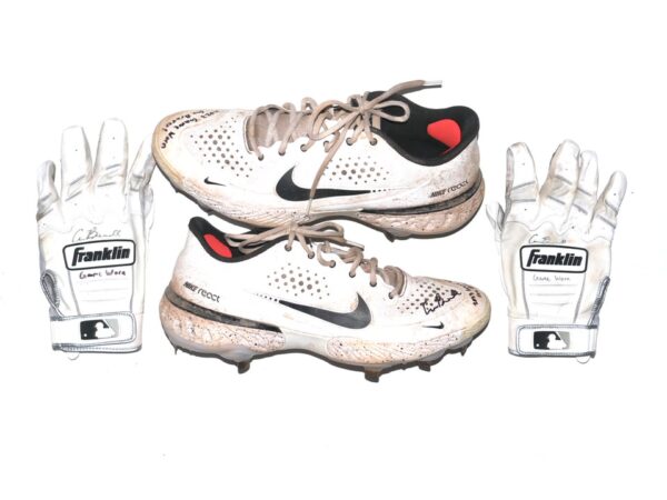 Cade Bunnell 2023 Mississippi Braves Game Worn & Signed Nike Baseball Cleats & Franklin Batting Gloves