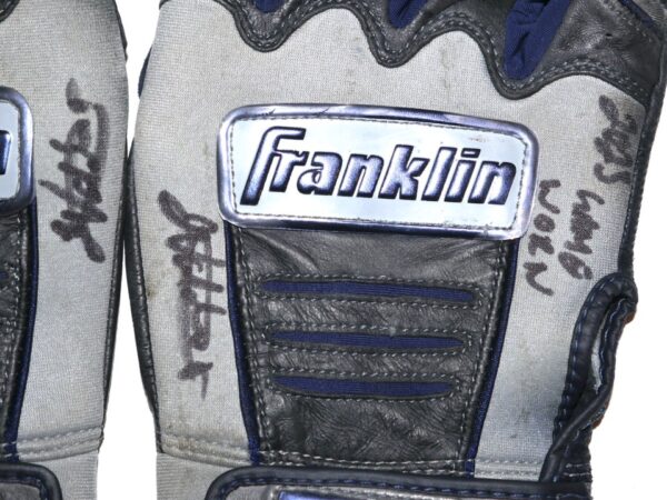 Javier Valdes 2023 Mississippi Braves Game Worn & Signed Gray & Blue Franklin Batting Gloves