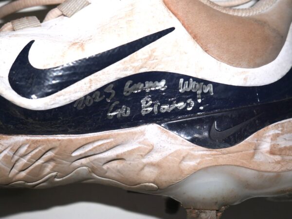 Landon Stephens 2023 Mississippi Braves Game Worn & Signed White & Navy Nike React Baseball Cleats